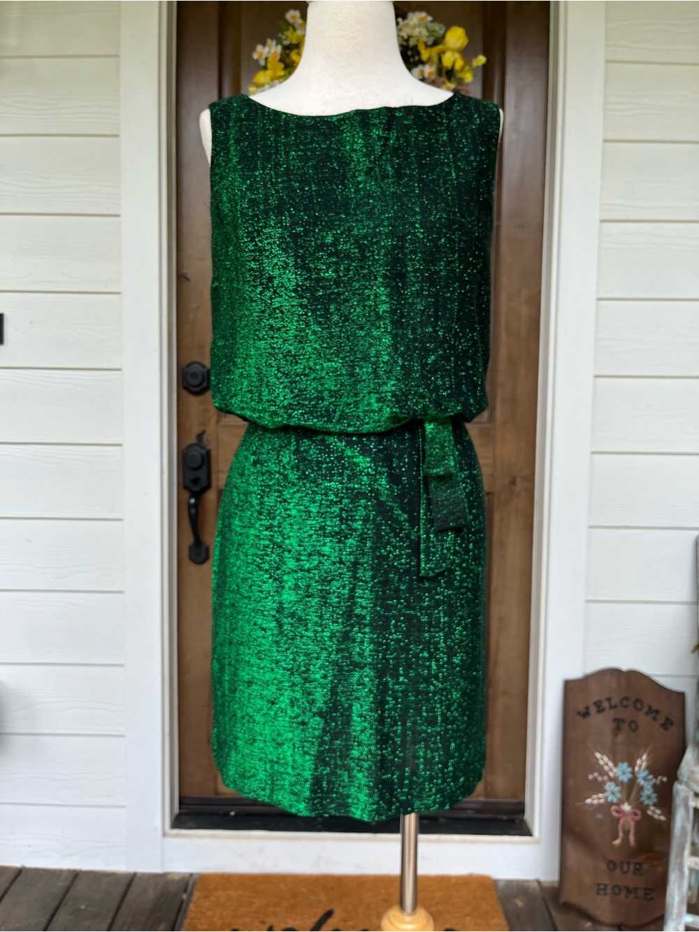 Vintage Emerald Green Sparkle Mini Dress
